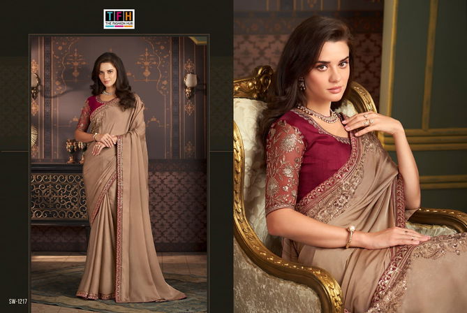 Sandalwood 12th Edition By Tfh Heavy Designer Party Wear Sarees Wholesale Market In Surat